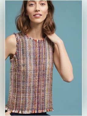 NWT Anthropologie Maeve Maron Tweed Shell Top | Matching Set | Size 10